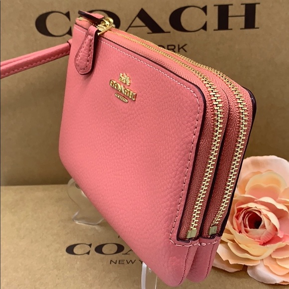 coach double zip wallet